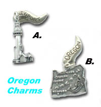 Choose from two Sterling Silver Oregon Charms, available as the state charm or the 3 dimensional  Yaquina Head Lighthouse of Newport, Oregon.  NOTE: Built in 1872 and standing 93 feet tall the Yaquina head lighthouse is Oregon's tallest lighthouse.  Sterling silver charms, Oregon Charms, high quality charms, engravable, monogram jewelry, bracelets and gifts.